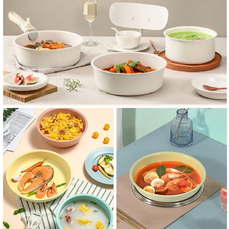 Wholesale china cookware manufacturer coated aluminum ceramic non stick kitchen cook pan cookware set with detachable handle