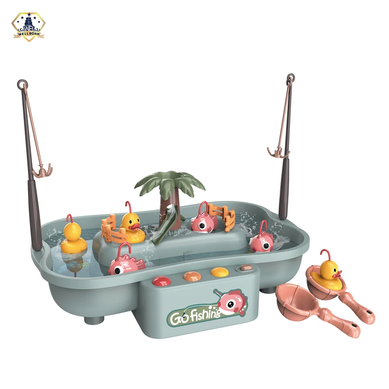 Best Sales Baby Educational Electric Summer Water Toys Colorful Game Fishing Toy Set With Light And Song
