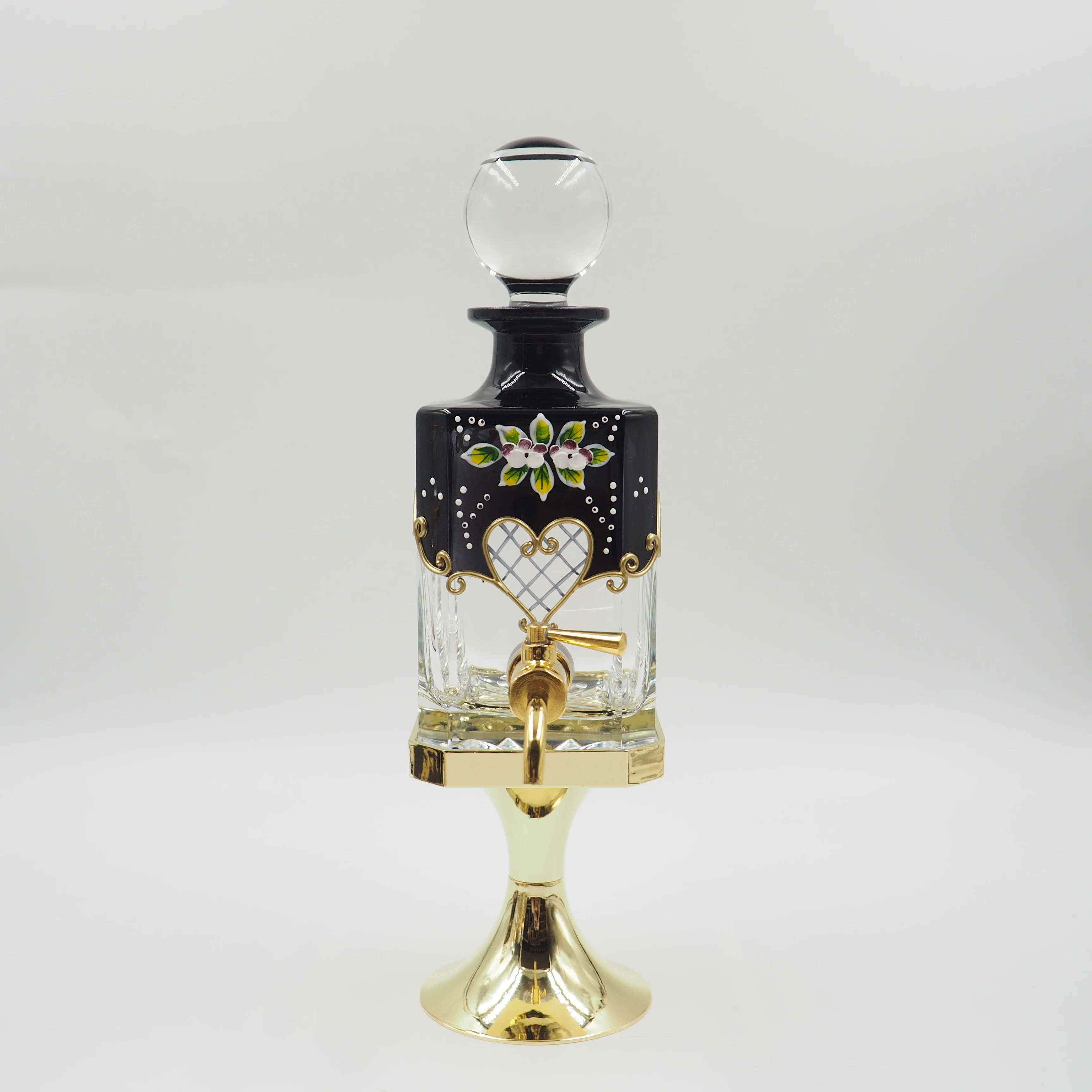 450ml display Glass bottle with tap for arabic perfume oil