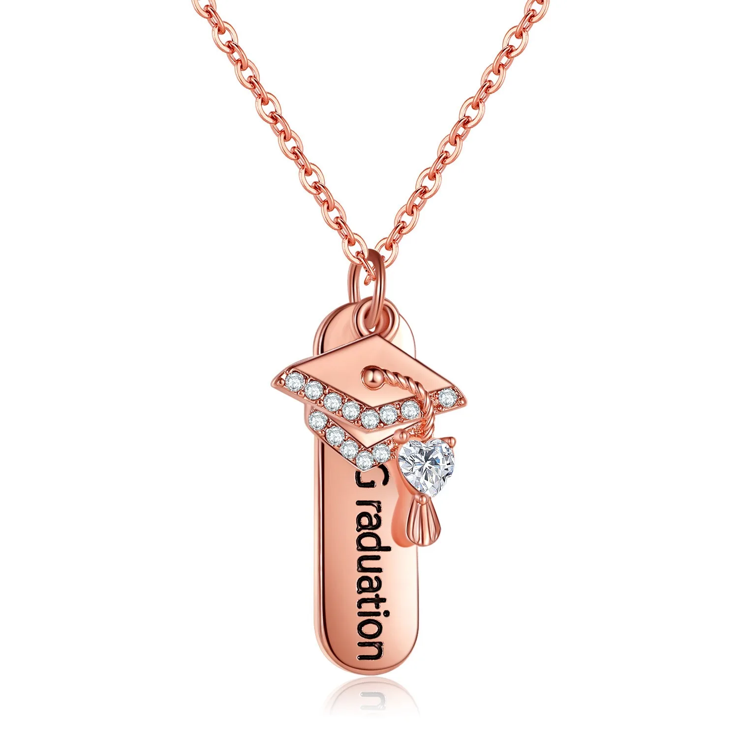 Graduation Certificate Bachelor Hat crystal necklace high quality Graduation Gift Jewelry Rose Gold Lock Bone Chain Friend Gift