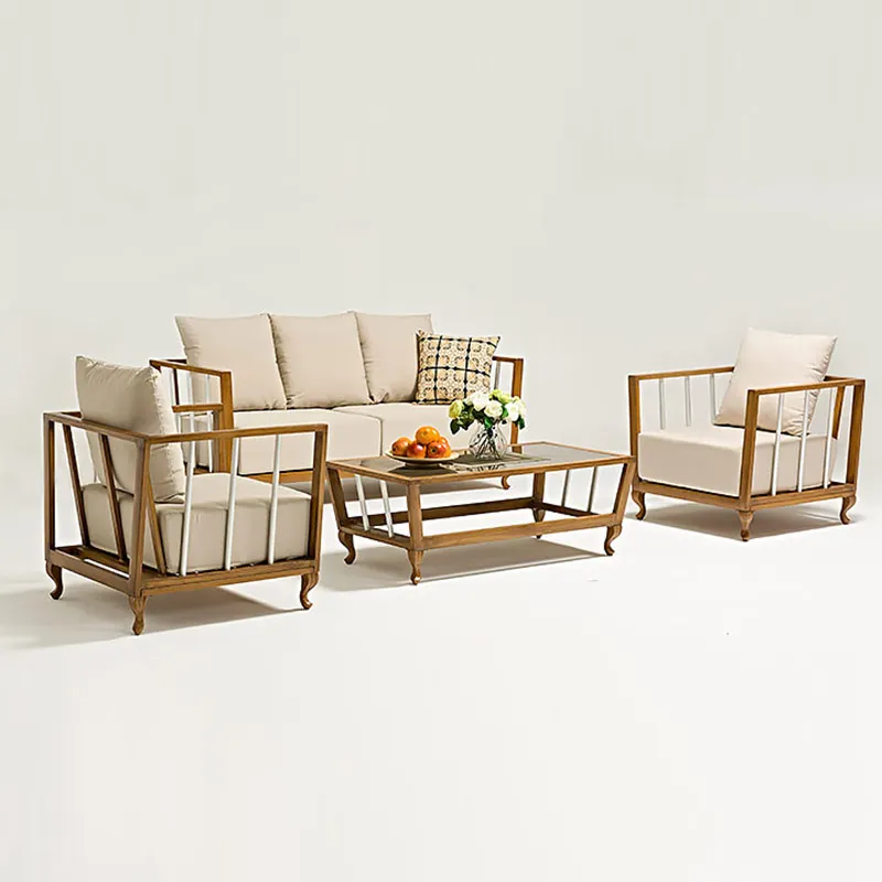 
New Style Living Room Low Seat Sectional Sofas Set With Temperglass Table 