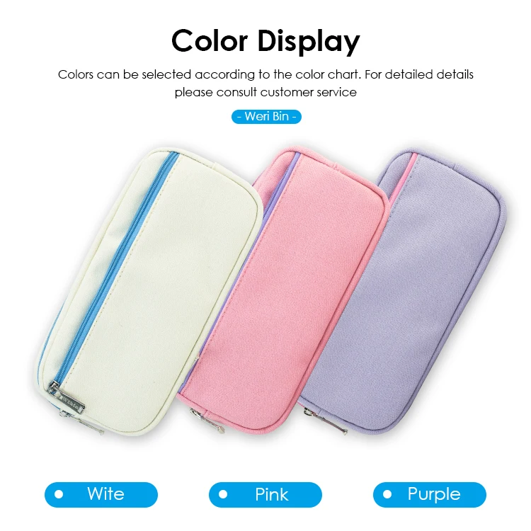 Custom Logo High Quality Canvas Zipper Pencil Bag Portable Storage Bag Multi-functional Stationery Pencil Case