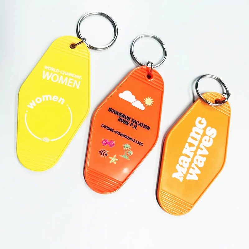 Personalized Plastic Blank ABS Hotel Keychain  Promotional Key Tags retro motel hotel keychain blank