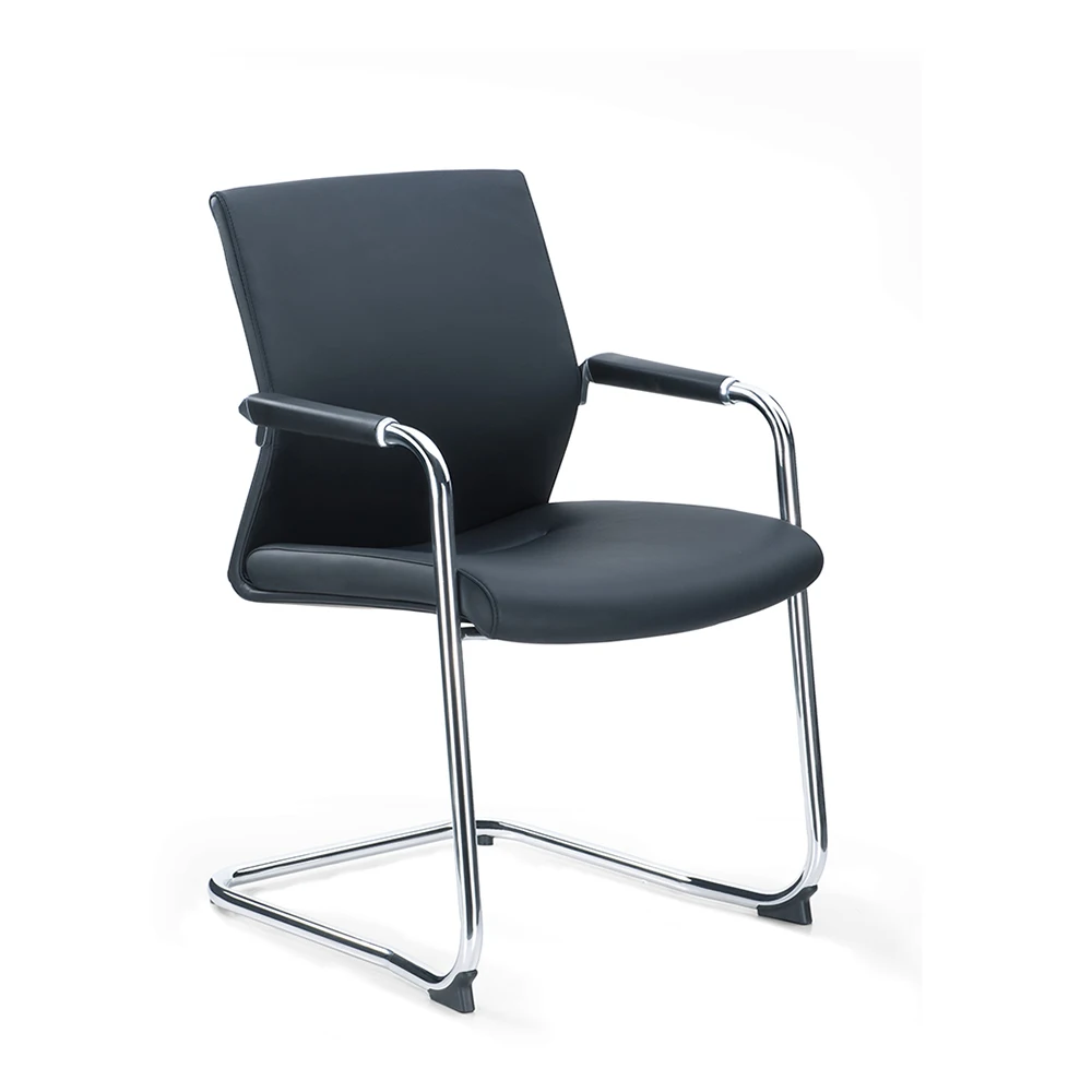 High Quality PU Leather Visitor Conference Chair for School & Office Fixed Base Meeting Room Chair with Armrests M-206