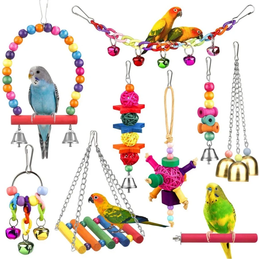 Joysing High Quality Safe Wood Bird Toys Perch and Ferrule for Parrot Chewing High End Pet Toys