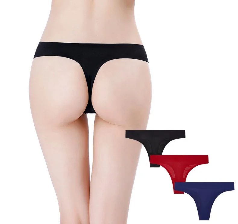 One-piece T Back Low Waist See Through Panties Seamless Spandex Thongs for Women