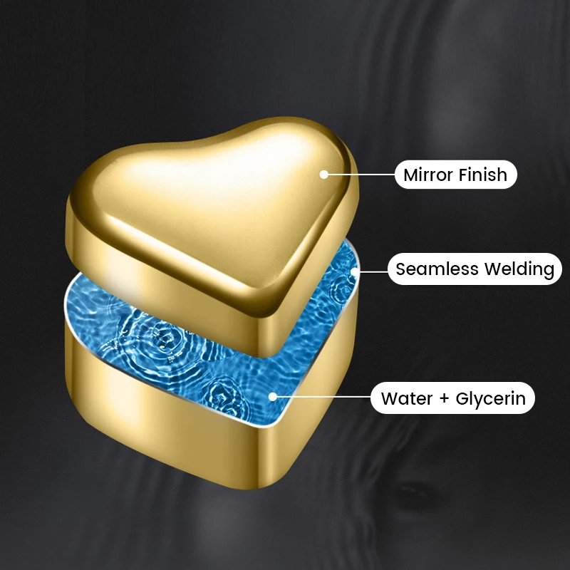 Wholesale Gold Heart Shaped Whiskey Stone Reusable Metal Chilling Stones Gift Set For Whiskey Bourbon Wine Shunstone Supplier