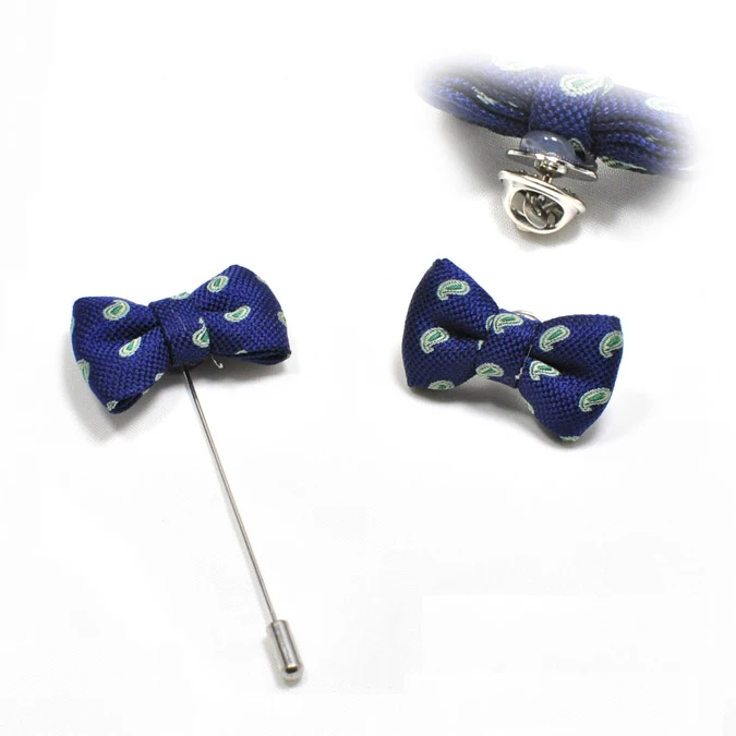 Set of 3 Paisley Patterned Mens Tie Pocket Square Lapel Pin Elegant Tie Clips Bars Pins