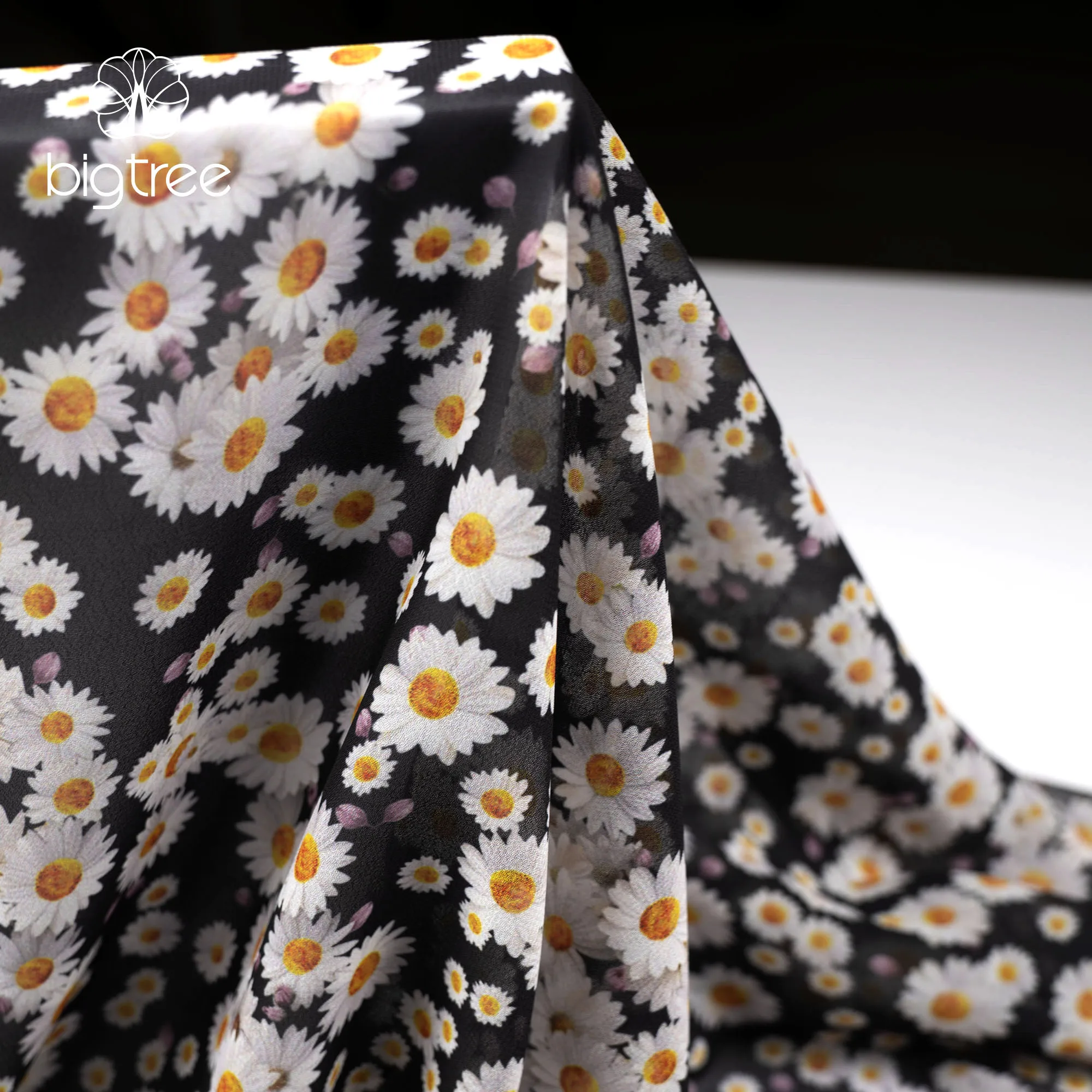 
Custom Georgette Fashion Digital Printed Small Daisy Dress Skirt Shirt trousers 100% Polyester Fabric 