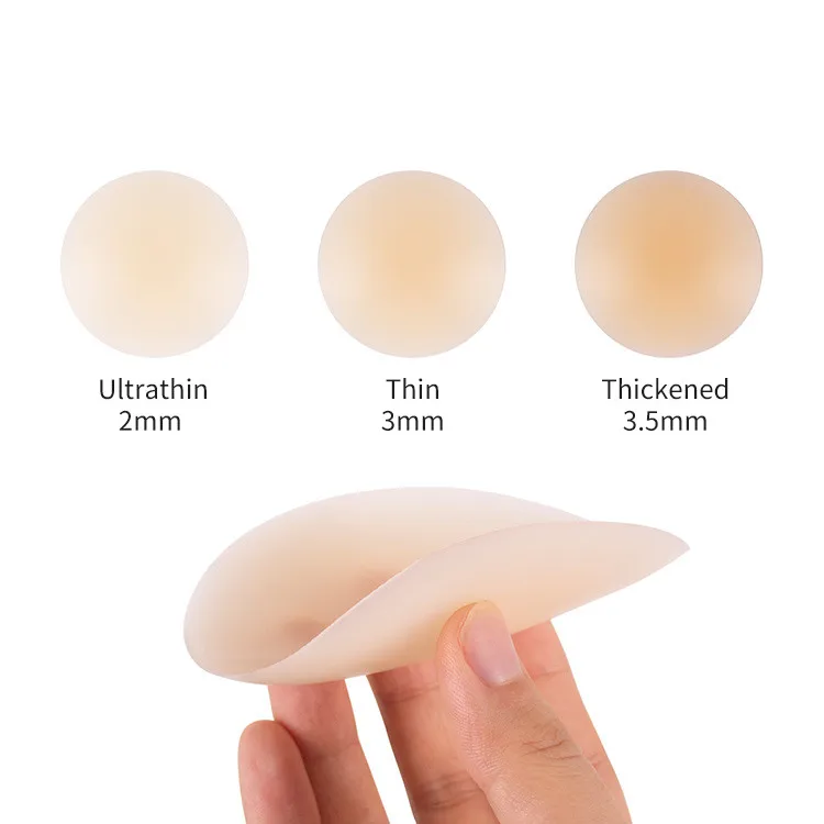 Custom Solid Color Cheap 8CM Thin Seamless Invisible Self Adhesive Washable Silicone Opaque Nipple Cover Pad For Women