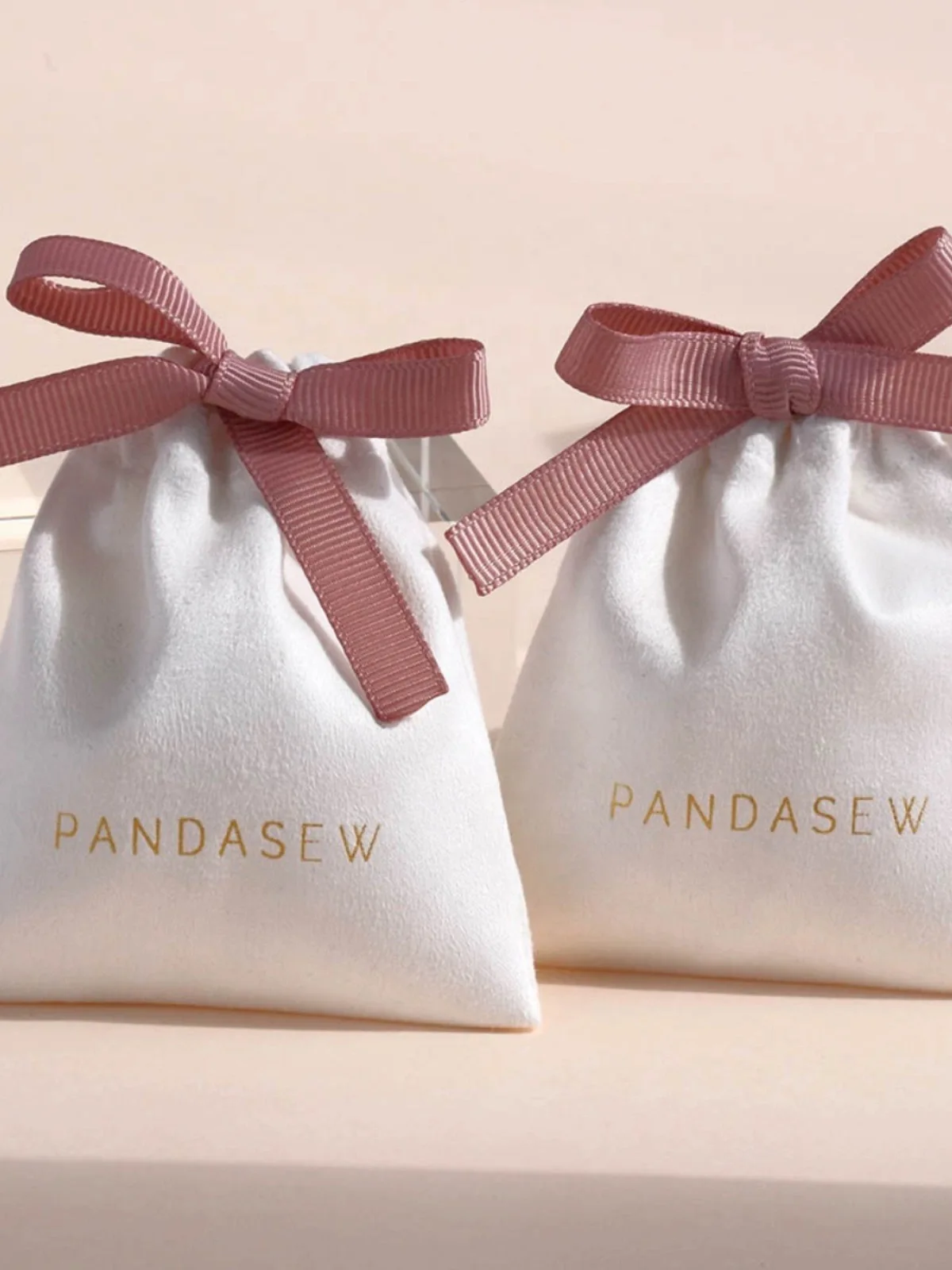 Customized Velvet Drawstring Bag Ribbon Bowknot Jewelry Packaging Bag Puff Silver Storage Bag