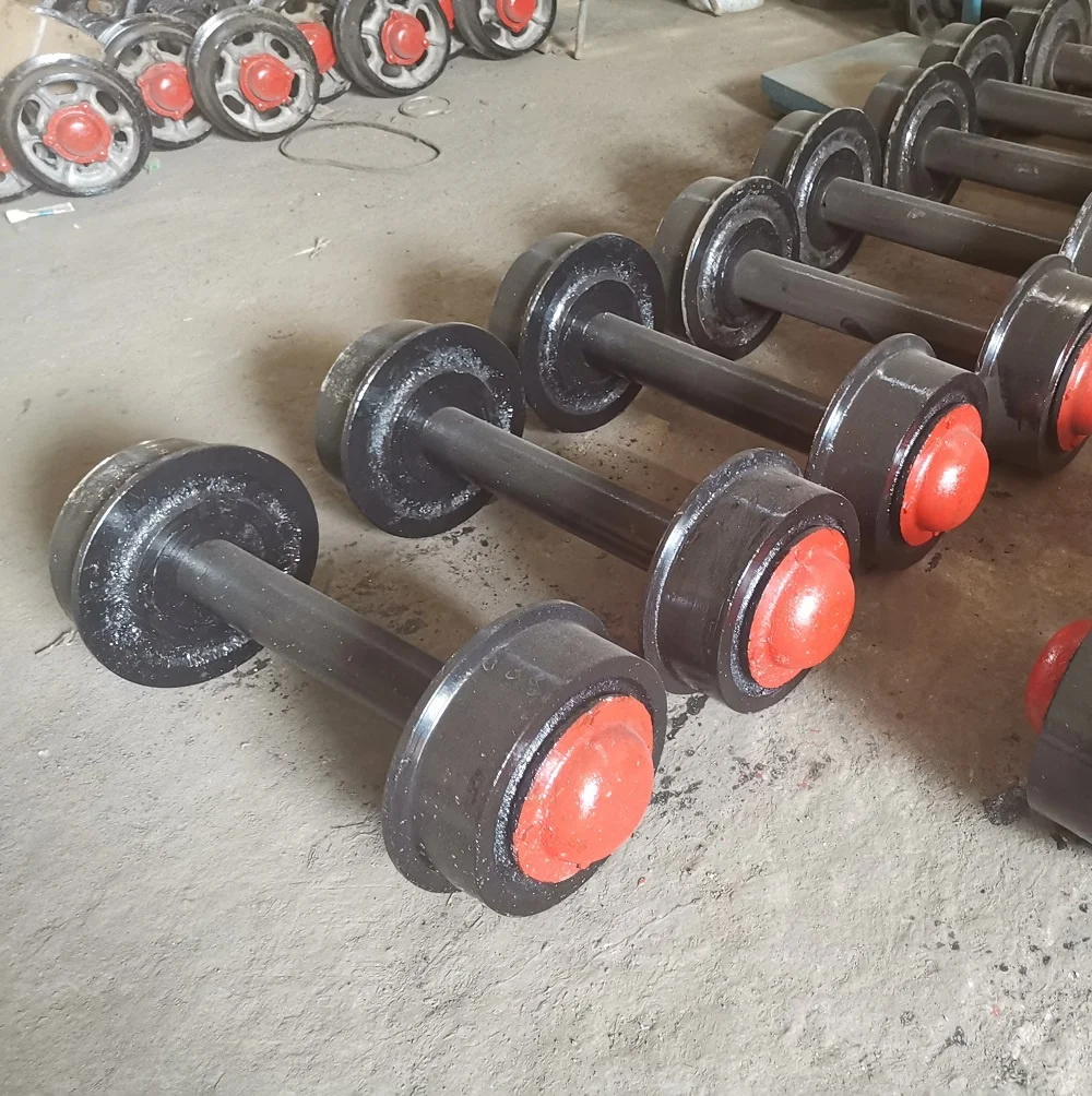 High Quality Plain Rolling Bearing Run And Turn Mining Cars Wheelset Iron Mine Cart Wheel Set For Sale