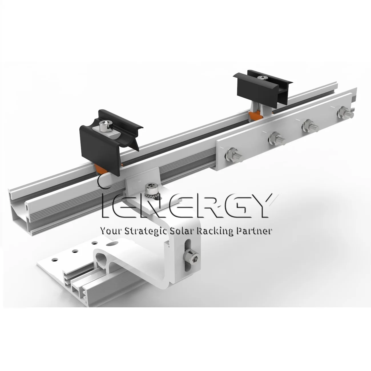 Aluminium adjustable solar roof hook SolidHook slotted hole in the bracket for pitched roof vertical SolidRail mounting