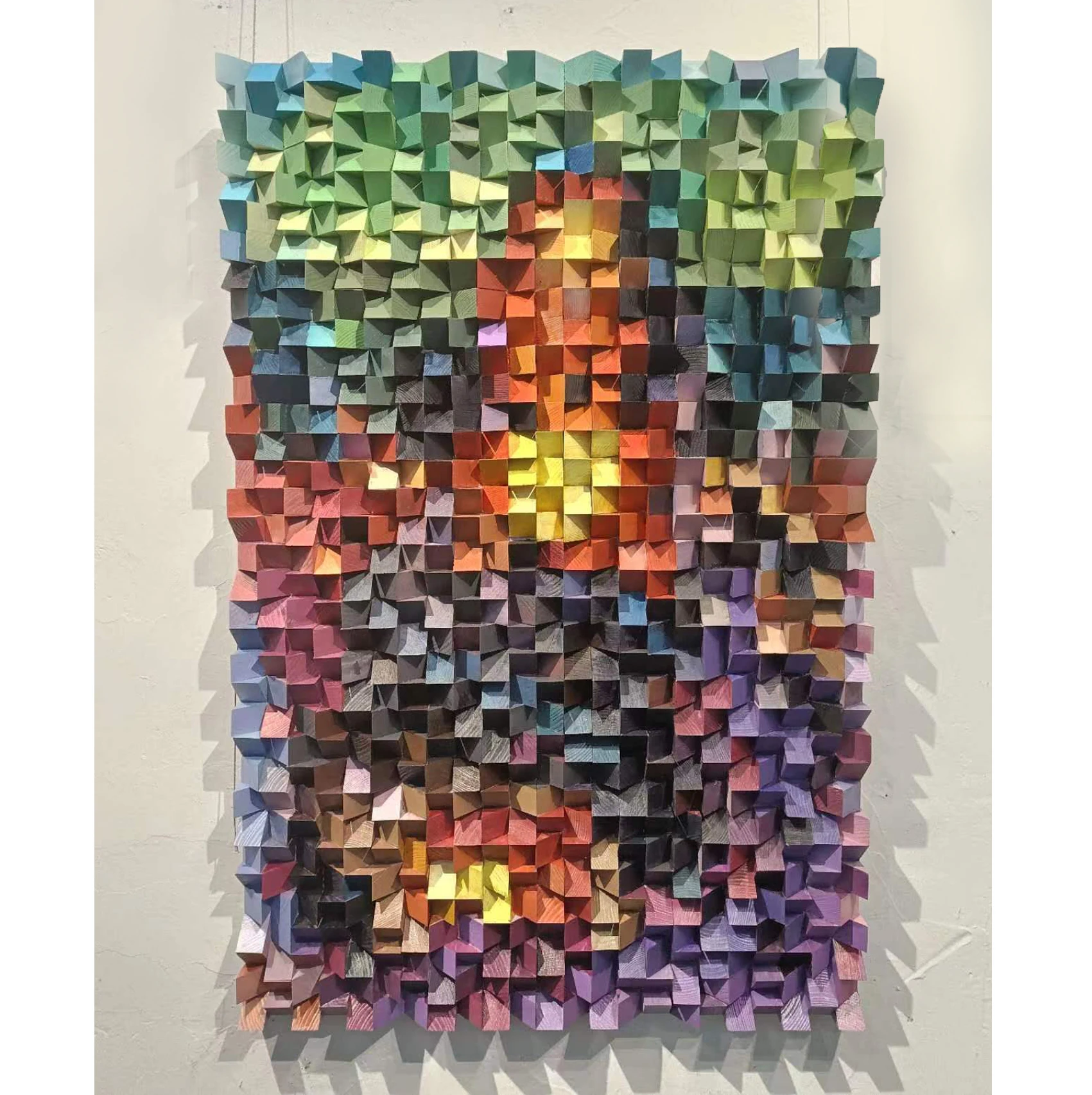 Hand-painted acrylic physical block 3 d world pattern painting Mona Lisa