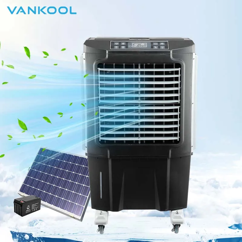 Воздушные охладители с дистанционным управлением на солнечных батареях AC/DC Аккумуляторные солнечные Охладители вентилятор dc