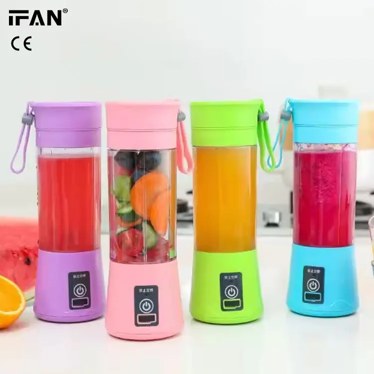 IFAN High Quality Mini Plastic Juicer Cup Wholesale for Fruit Baby Food Travel Battery Powered Juicers