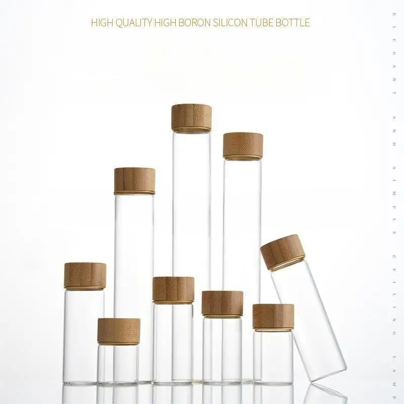 Diameter 30 glass test tube screw mouth with cap bamboo glass bottle sealed coffee beans tea leaves medicine powder bottles