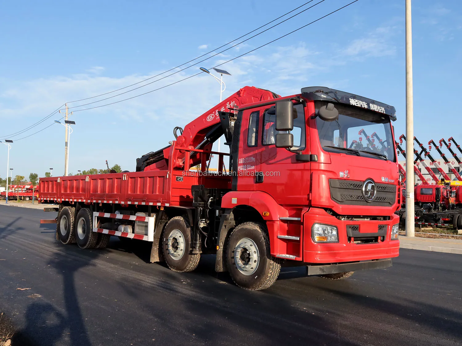 Shacman 8x4 Heavy Cargo Truck with Crane Shenbai 20Ton 25Ton 30Ton Hydraulic Folding Boom Truck Mounted Crane for sale