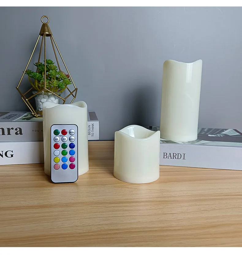 New Battery Operated Flameless Remote Control Color Changing RGB Plastic Candle Light for Wedding Birthday Party Decoration