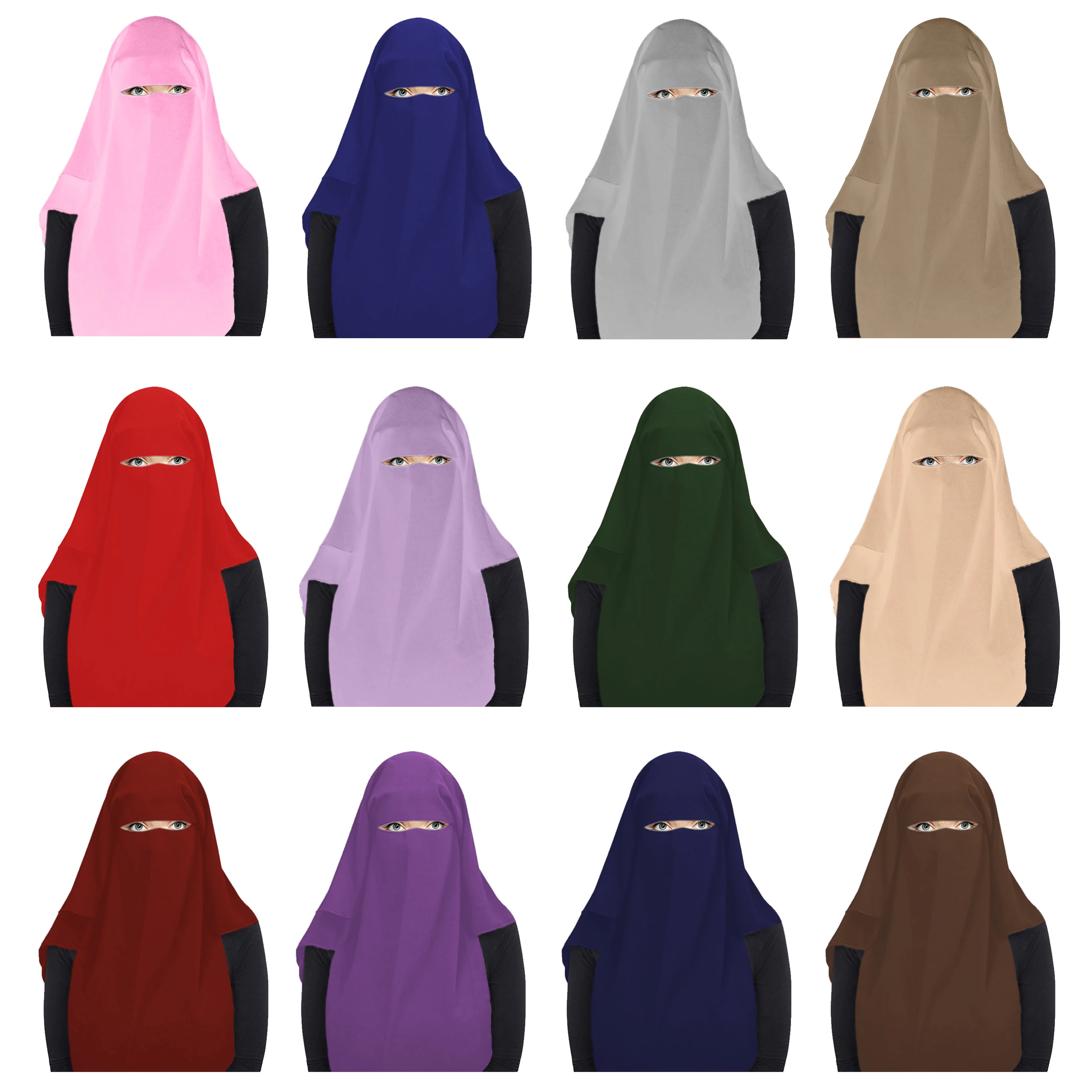Исламский черный четырёхслойный длинный Niqab Tudung Designs