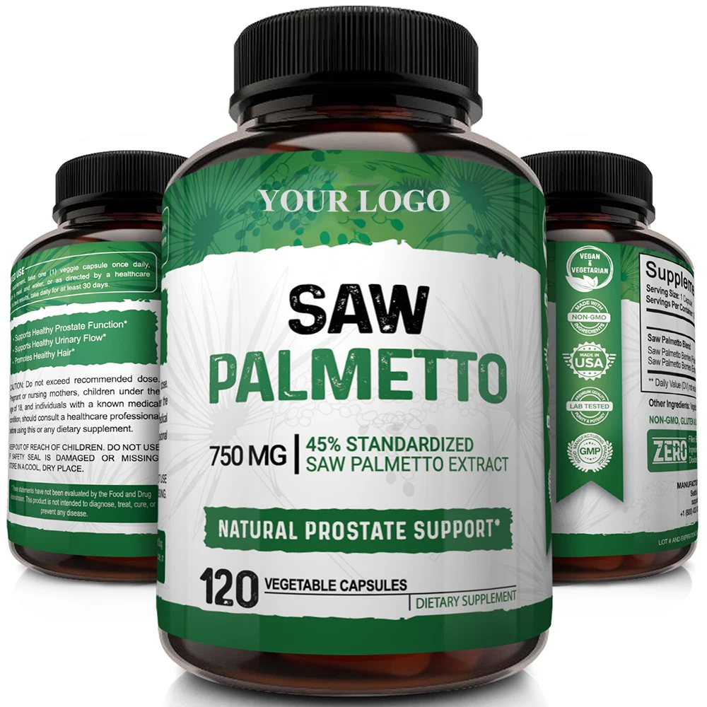 Premium Saw Palmetto Berry Extract capsules 750mg Supplement for Men & Women for Prostate and Hair Health