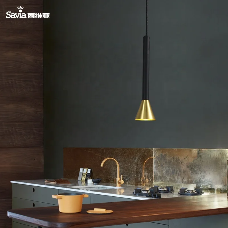 Savia 5W COB LED Hanging Lamp Mini Style Copper Brushed Steel Finish Aluminum Housing Chandelier Slim Pendant Light