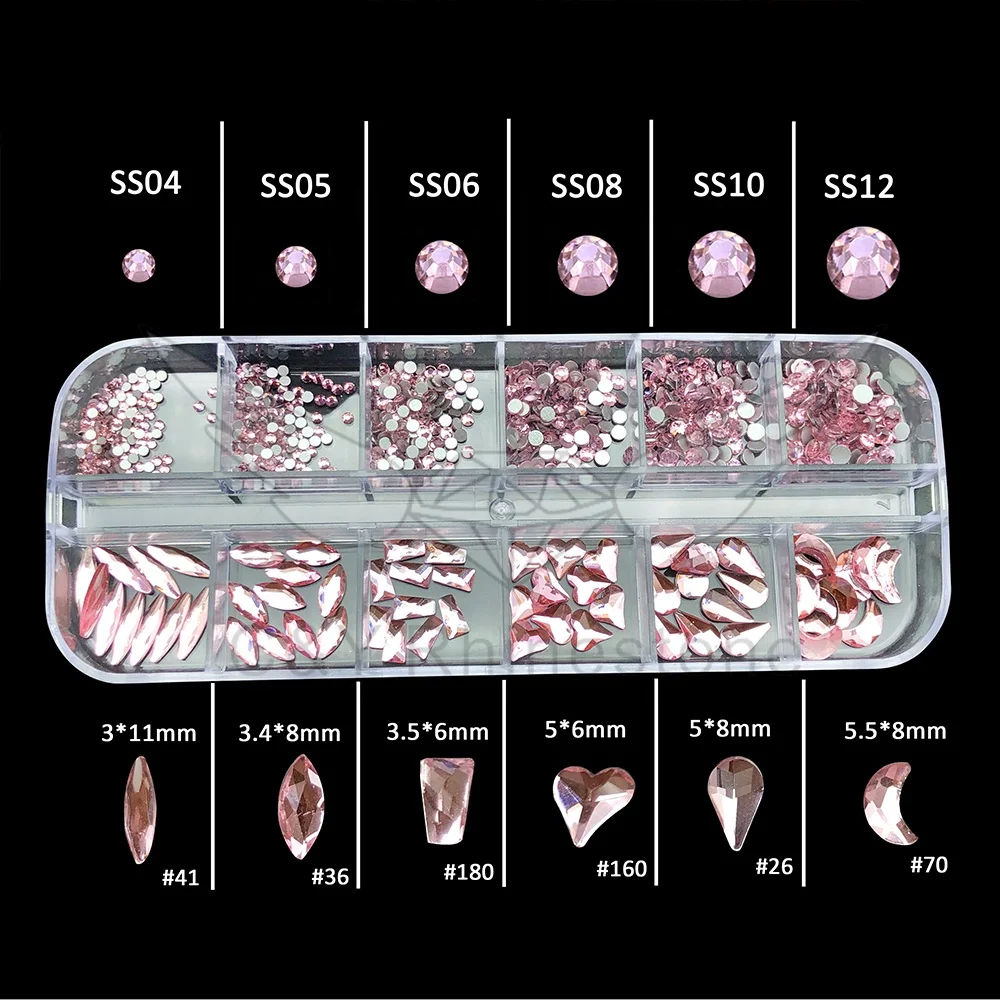 CY Light Rose Wholesaler New Design Bulk Big For Rhinestones Crystal Nail Box