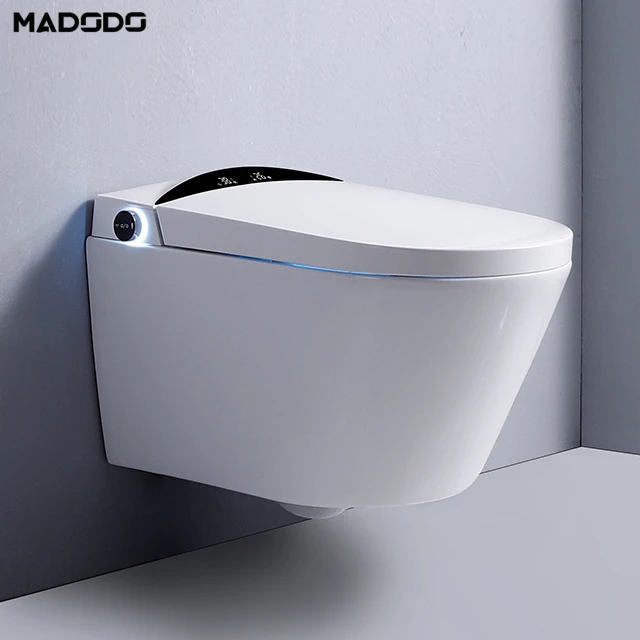 Ceramic Wall Hung Automatic Flip Smart Toilet Bidet With Remote Control Prodigy Modern Smart One Piece Intelligent Toilet