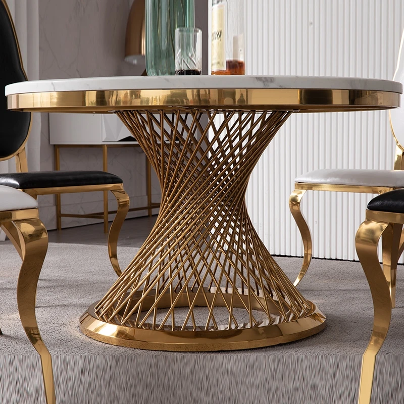 A8065 small pretty waist round marble rotating dining room table