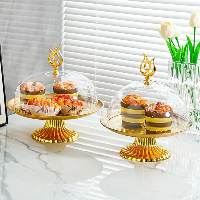 New New Fruit tasting display plate food dust cover pastry dim sum tray with transparent lid round box