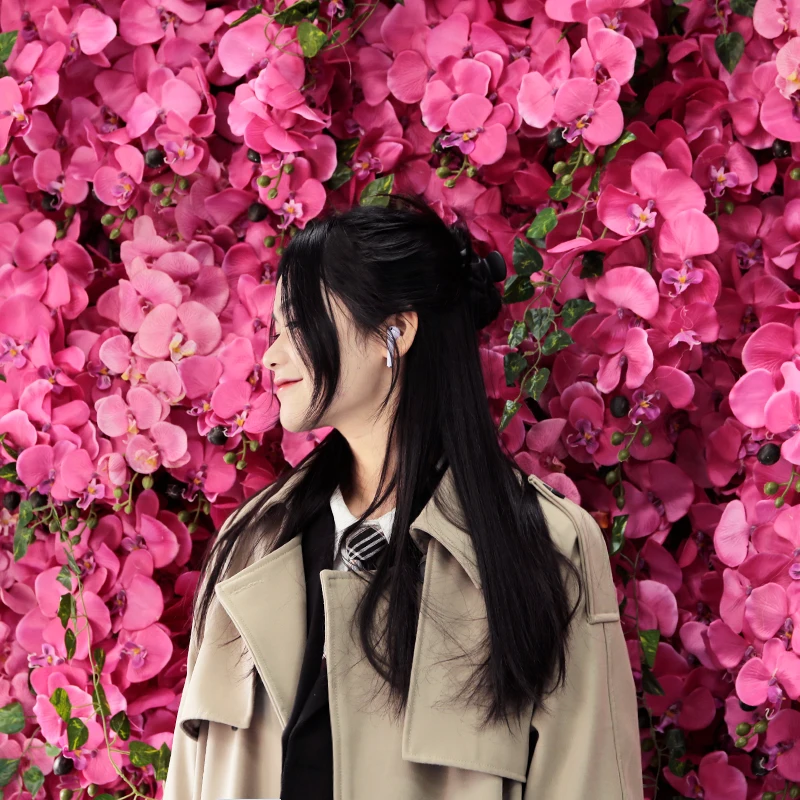 LFB2092 Custom Silk 3D Artificial Flower Wall Panels Pink Orchid Flower Wall Backdrop For Wedding Decoration