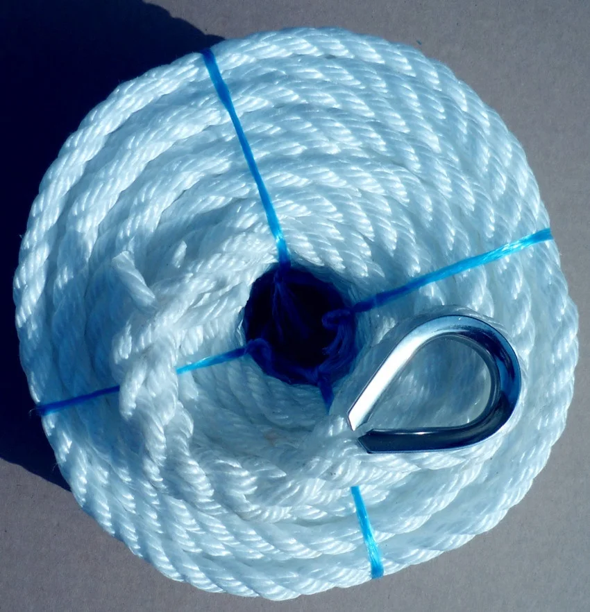 high duty 3 strands polyester twist rope dock line marine towing anchor rope