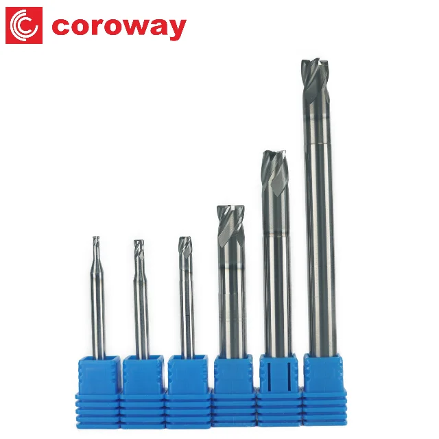1mm to 3mm Carbide cnc tools Long Neck radius end milling cutter for Finish Machining on Hardened Steel