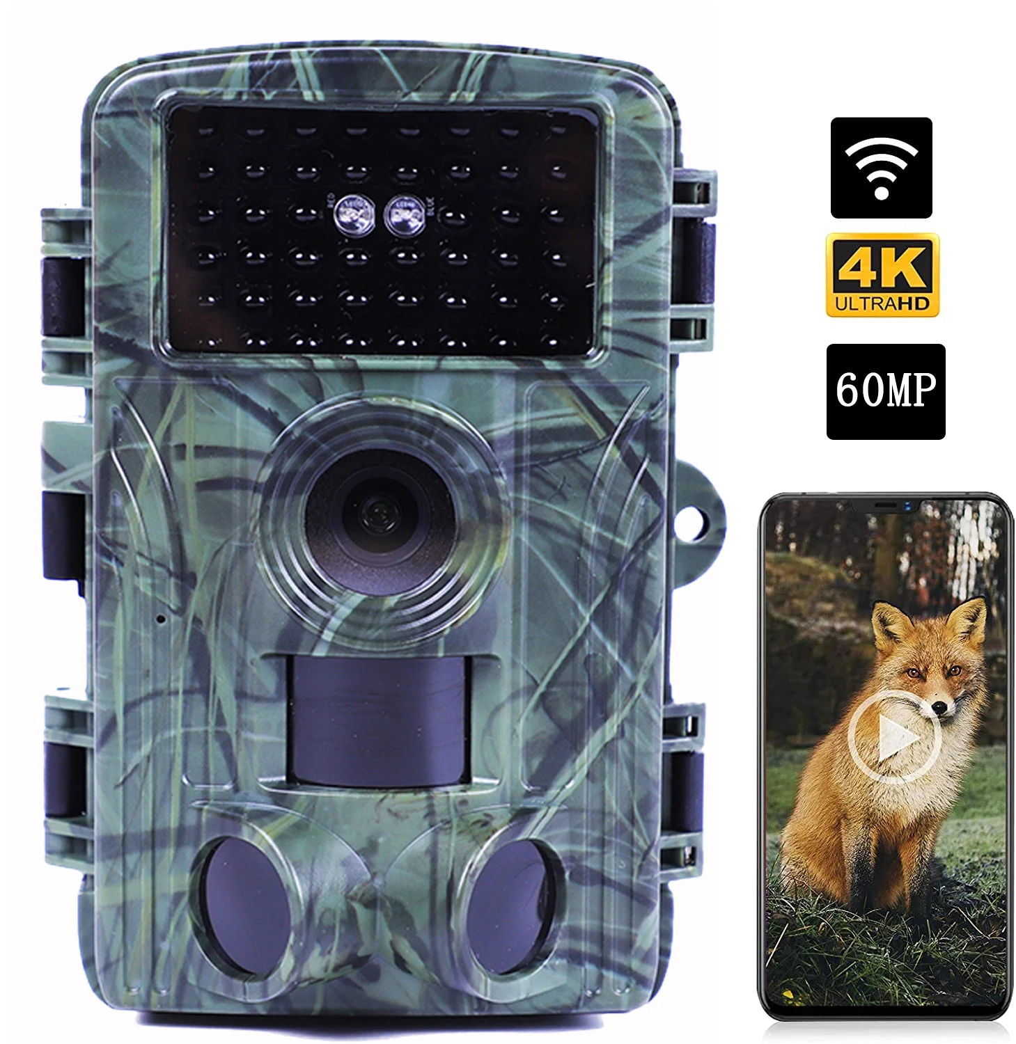 New Arrival 4k Wireless Hunting Camera Max 128GB Memory 60MP Infrared Trail Camera Wild Trap Cam