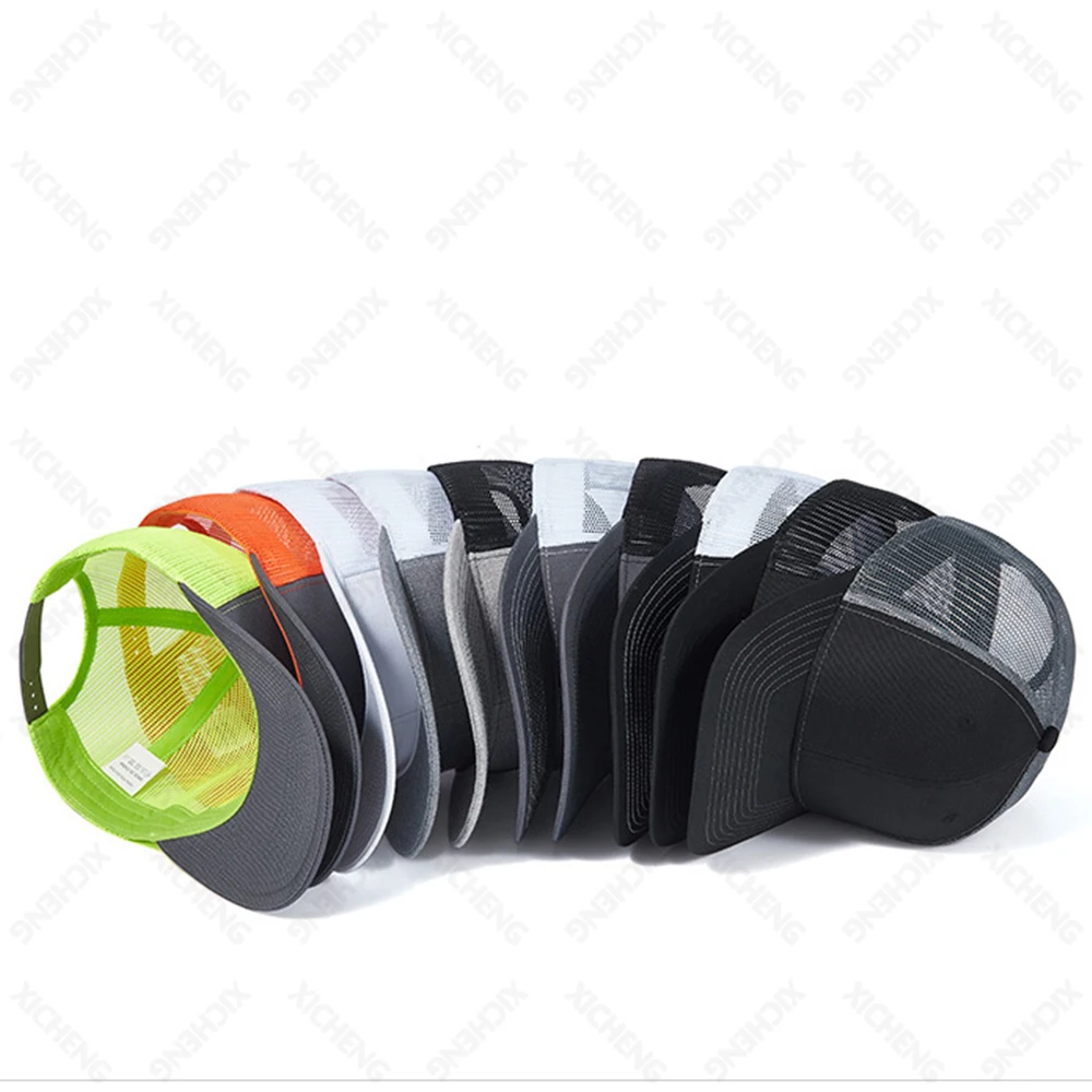 Custom logo embroidery breathable 112 design 2 two tone trucker cap slightly bent along mesh truck hat