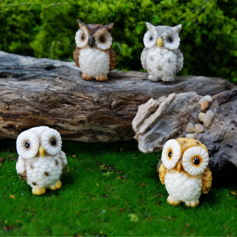 Owl Resin Ornaments with Bonsai Green Plants Creative Cross-Border Micro Landscape Decoration Home Nautical Style Gift Crafts