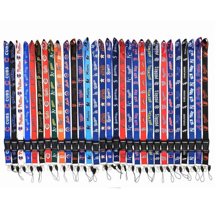 Baseball team Double sided Neck Lanyard Keys ID Badge Holder Strap Cell Phones Cameras Bags Detachable Keychains For Office