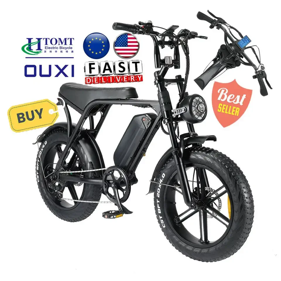 OUXI V8 48V 250W 20 Inch 40 Mph US EU Warehouse Full Suspension Fat Tire E Bike Ebike Fatbike Electric Bicycle