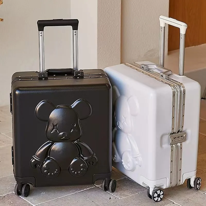 3D Cartoon Cute Teddy Bear Carry On Suitcase Set ABS Trolley Luggage Hardshell Spinners Suitcases For Kids Students Girls Boys