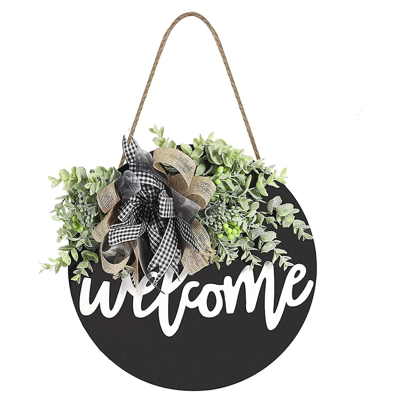 
Hanging Sign for front door Garland for Christmas restaurant Home outdoor decorations hanging wooden sign 