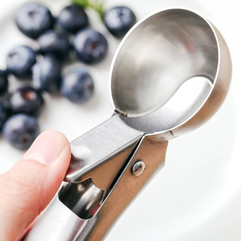 High Quality Baking Spoon Scoop with Trigger for Fruit Mashed Food Stainless Steel Ice Cream Scoop