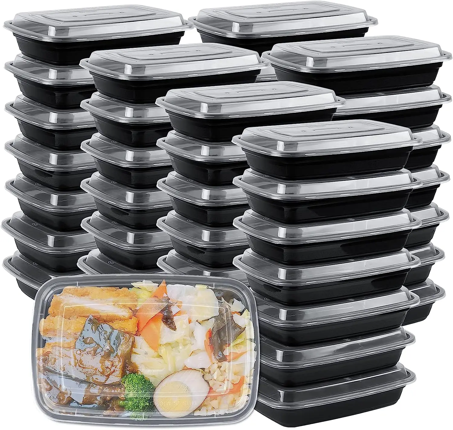 28 oz Plastic Meal Prep Containers with Lids, Leakproof Rectangular Food Storage Container Box for Restaurant