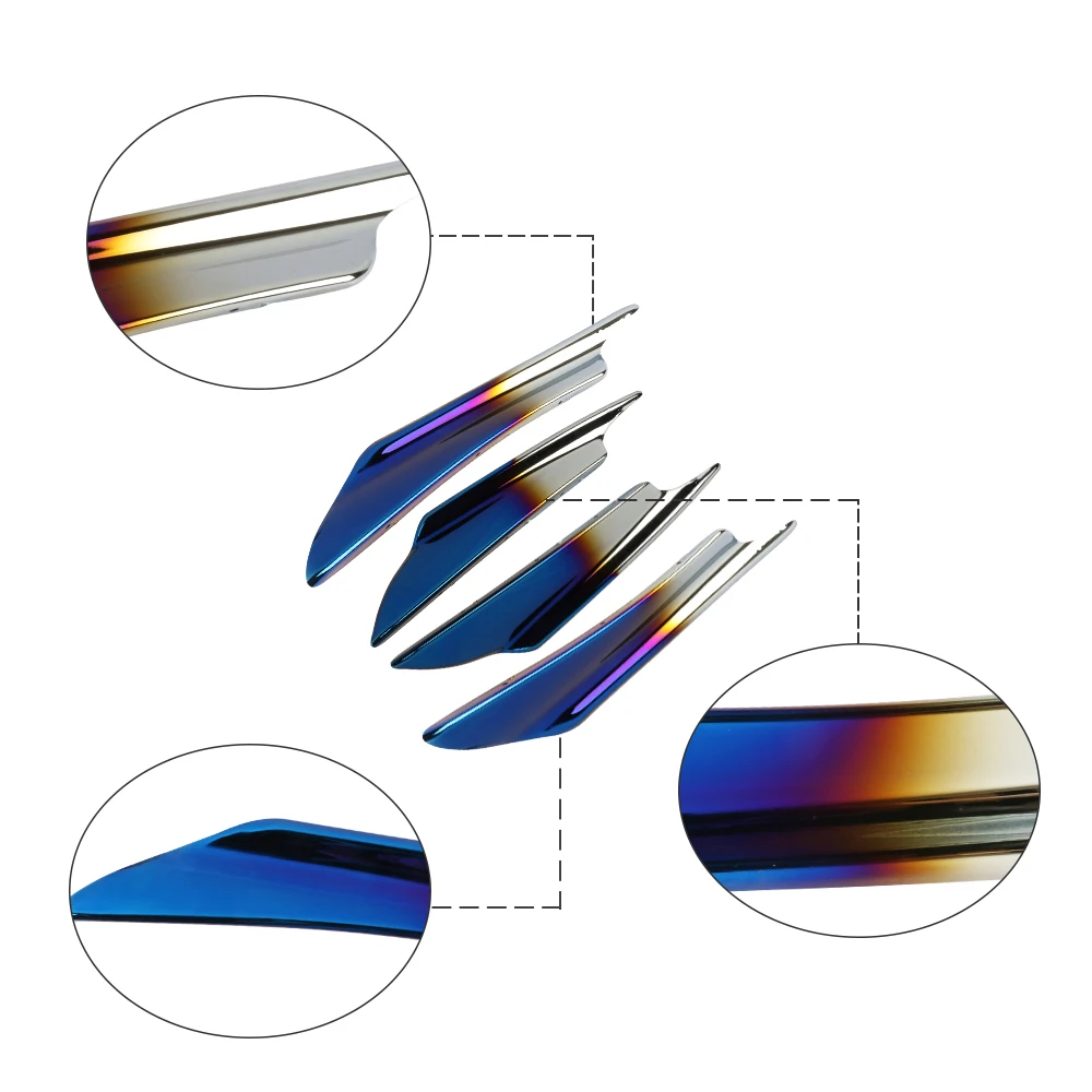 Burnt blue finish  Front Bumper Lip Splitters Stamping Fins Spoiler Bumper Shark Fin Wind Blade Spoiler Antenna