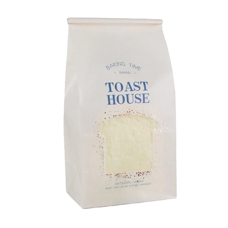 
Wholesale Food grade Packaging Printing Flat Bottom Resealable Toast Bread Food Kraft Bags Cookies Biscuit Snack Storage Bags 