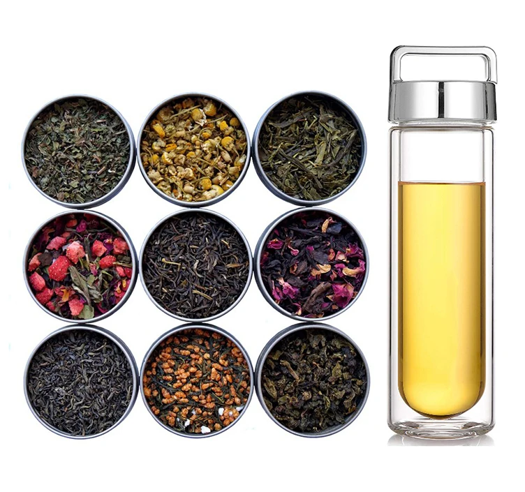 Wholesale Tea Infuser Double Wall Glass Water Bottle With Handle