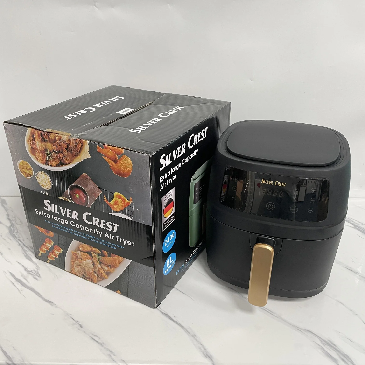 В наличии 8 кварта Смарт аэрофритюрница для приготовления блюд без черный 1400W Здоровый Микроволновая печь с антипригарным покрытием Многофункциональный сенсорный экран Горячая 4.5L воздуха