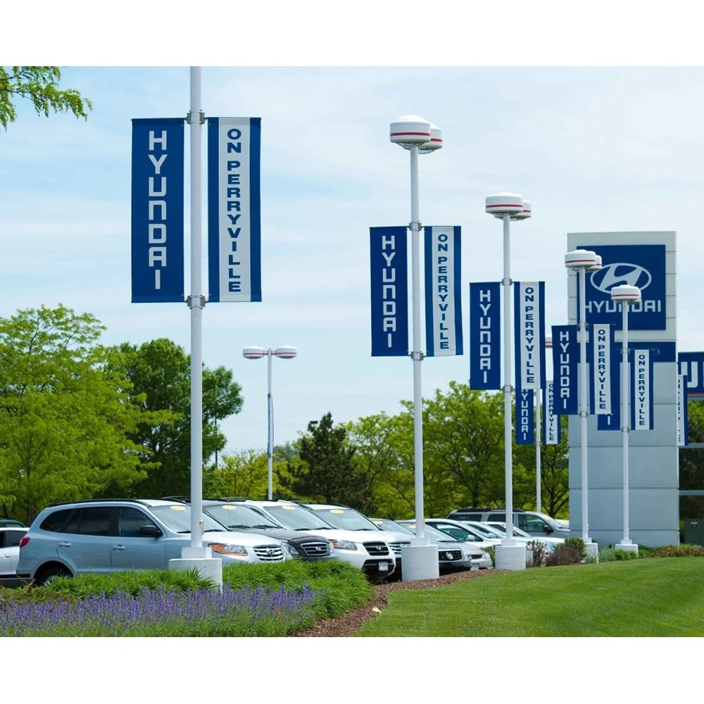 Custom Designs Outdoor Street Light Pole Double Sided Advertising Outdoor Heavy Duty Vinyl PVC Banner