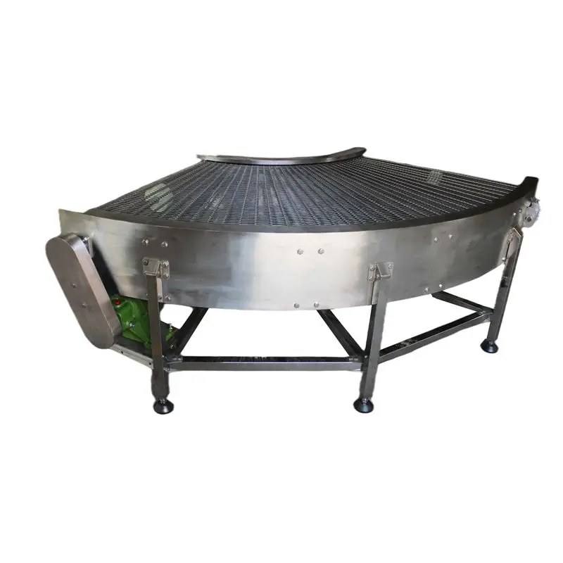 Customized stainless steel wire mesh belt 90 degree turning conveyor