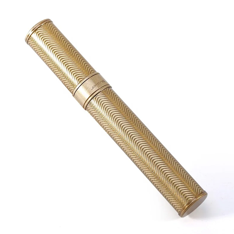 
JIFENG 020 D2.5*H18cm 90g copper metal customized carved ripple design 57ring gauge OEM cigar tube 