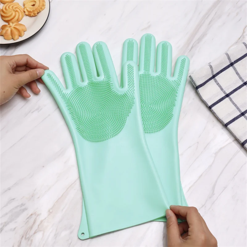 Reusable Magic Brush Dishwasher Silicone Scrubber Gloves For  Dish Washing Clean